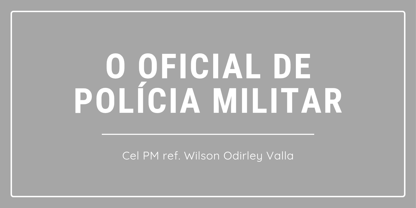 ARTIGO: O oficial de Polícia Militar