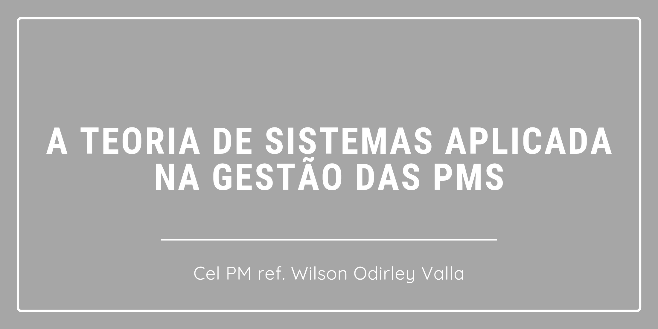 Artigo: A teoria de sistemas aplicada na gestão das PMs